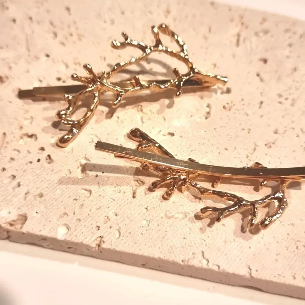 ZARA Gold Coral Branch Hair Clip | NWOT